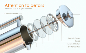 Cafetière Moka en acier inoxydable 304 avec logo personnalisé, filtre double couche, isolée, pour café infusé à la main, filtre français assorti - Product Image 4