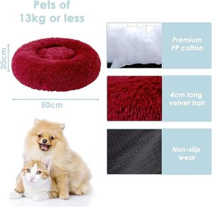 Manufacturer Wholesale OEM Soft Plush pink Grey Black Round <b>Dog</b> Cat Donuts Beds - Product Image 2