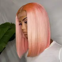 Pink Wig Pink Green Purple Burgundy Bob Hair Full Lace Wig 100% Virgin Brazilian Hair