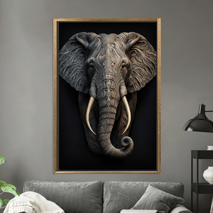 Elegant African Elephant Canvas Art, Tribal Print for Bold Decor,GOLD <b>FRAMED</b> CANVAS - Product Image 2
