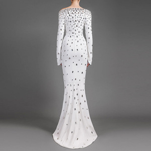 ชุดเดรสแม็กซี่ไซส์ใหญ่ คุณภาพสูง ดีไซน์หรูหรา สำหรับผู้หญิง ประดับลูกปัดเพชรและผ้าลูกไม้ - Product Image 2