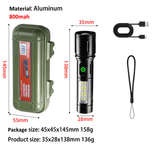 ไฟฉาย LED ซูมข<span class=keywords><strong>น</strong></span>าดเล็ก 3W แบบชาร์จได้ ตัวเรือนสีดำ แบตเตอรี่ 800mah ไฟฉายอลูมิเนียม ปุ่มกดแบบกดปุ่มเดียว ไฟฉายยุทธวิธีสีขาว สำหรับกิจกรรมกลางแจ้ง - Product Image 2