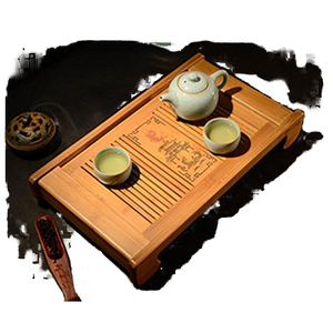 Plateau à thé en bois de frêne rainuré avec théière et tasses en porcelaine pour service à thé Kung Fu, design résistant à la chaleur - Product Image 3