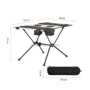 โต๊ะพับอลูมิเนียมอัลลอยด์อเนกประสงค์พร้อมที่วางแก้วคู่<span class=keywords><strong>พื้น</strong></span>ผิวผ้าสำหรับตั้งแคมป์กลางแจ้งปิคนิคบาร์บีคิวตกปลา - Product Image 3