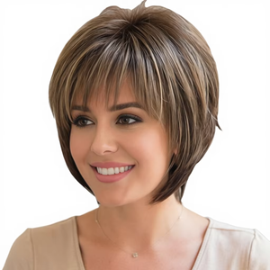 Perruque Bob Courte Chic Marron pour Femme en <span class=keywords><strong>Fibre</strong></span> Synthétique Haute Température Ruirfa 6 Pouces, Ligne de Cheveux Naturelle, Densité 150% - Vente en Gros - Product Image 1