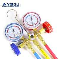 Climatiseur de voiture R134/R22/R410/R404 Fluoromètre Manomètre de pression de réfrigérant à neige Kit de réparation de valve à double mètre
