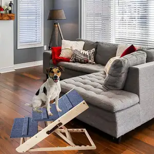 3-stufige verstellbare Hunde rampen treppe aus Holz Klappbare tragbare 2-in-1-Haustierrampe für das Bett