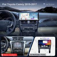 Vente en gros d'écran multimédia automobile de 12,3 pouces, autoradio Android, kit de cadre pour autoradio pour TOYOTA CAMRY 2015-2017