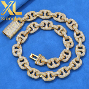Hot Selling Fashion Jewelry 12mm <b>Iced</b> <b>Out</b> Zircon Chunky Gold Plated Baguette Cuban Link <b>Chain</b> Necklace - Product Image 2