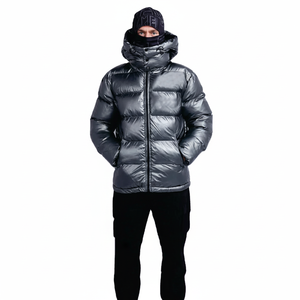 Abrigo de piel ligero a prueba de viento para hombre con capucha cálida chaqueta acolchada de burbujas informal de tela de lona chaqueta de invierno larga y cálida - Product Image 1