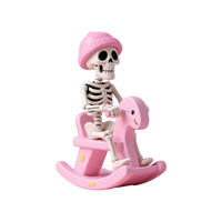 Nouvelle Sculpture Créative Cheval à Bascule Squelette Fantôme d'Halloween 3D avec Roue d'Équilibre, Réaliste et Personnalisable en Résine pour la Maison