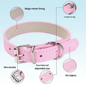 Verstelbare DIY PU lederen hondenhalsband met gespsluiting in Japanse en Koreaanse stijl voor hondenuitlaataccessoires - Product Image 1