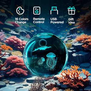 Lámpara de Noche LED USB con Bola de Cristal 3D, Diseño de Medusa, Delfín, Ballena y Concha, para Decoración de Dormitorio y Hogar, Venta al Por Mayor - Product Image 3