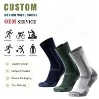 Chaussettes en laine mérinos pour hommes, rembourrées, pour le trekking, le cyclisme, le travail, la randonnée en plein air, les sports