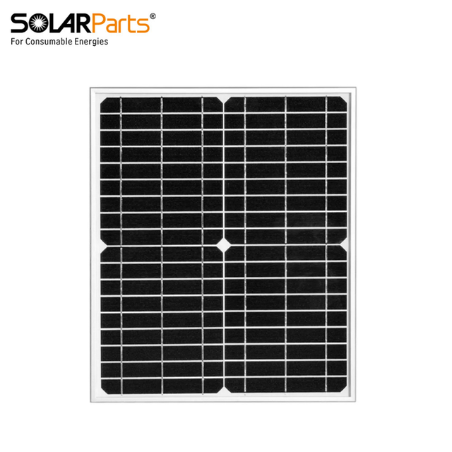 Solarparts High Efficiency 18V Mono Solar Panel 20W White Backsheet Glass Front Cover
