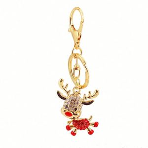Creative Diamond-encrusted <b>Crystal</b> Christmas Reindeer <b>Animal</b> Metal Keychain Pendant - Product Image 5