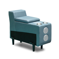 Ensemble de canapés inclinables électriques modernes de luxe avec système audio intégré, revêtement en cuir, table console multimédia pour cinéma haut de gamme