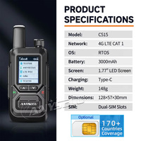 Radio XIN POC ANYSECU Jangkauan Bicara Jauh 4G C515 dengan Kartu SIM, Bekerja dengan REAL PTT Gxin POC dengan M12C-NA, Band EU US