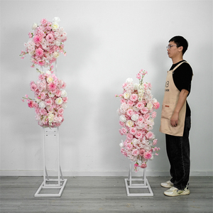 Arreglo de Flores Artificiales al por Mayor, Fondo de Flores de Seda Rosa para Decoración de Escenarios de Bodas y Fiestas - Product Image 1