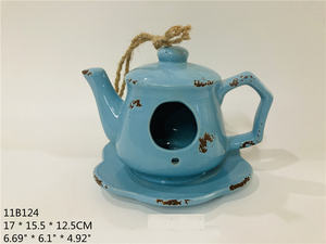 Steengoed Creatieve Groene Theepot Vorm Vogelhuis Voor Tuindecoratie - Product Image 4