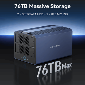 40Gbps Thunderbolt 4 4ベイアルミ合金製M.2 NVMe SATA SSD HDDエンクロージャ 8K DPドッキングステーションアレイケース 76TB対応 H004 - Product Image 3