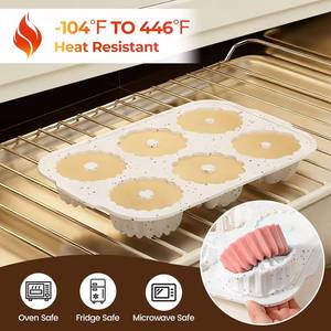MUYULINS factory can customize 6-cup LFGB non-stick BPA-free <b>silicone</b> cupcake pan with metal reinforced frame, American-style - Product Image 2