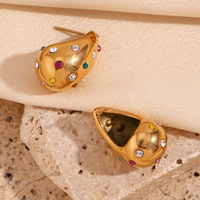 Boucles d'oreilles Bottega Major en acier inoxydable sans ternissement avec pierres Kylie Jenner Bold Drop Studs pour filles