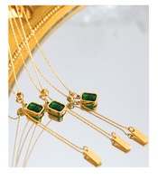 Collier ras du cou en acier inoxydable plaqué or 18 carats, anti-ternissement, avec pendentif carré en zircon, pour femme - Vente en gros, populaire