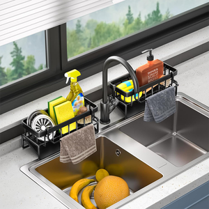 Escurridor de esponja multifuncional de acero inoxidable, estante de secado, Hardware de cocina, organizador de Caddy para fregadero con estante de <span class=keywords><strong>tela</strong></span> extraíble para platos - Product Image 3