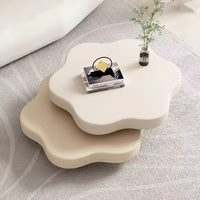 Petit meuble de table basse en bois portable unique pour la maison Table basse ronde rotative nuage blanc de style moderne pour le salon