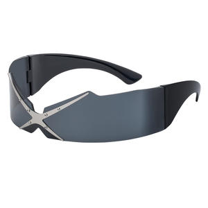 Lunettes de soleil unisexes sans monture, verres PC UV400, légères, noires, pour hommes et femmes, style Y2K, mode transfrontalière - Product Image 4