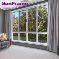 Ventanas Corredizas de Doble Vidrio con Aislamiento Térmico, Ventana Corrediza de Aluminio con Mosquitera para Viviendas