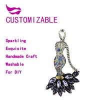 Superbe Patch en Strass Queue de Sirène pour Vêtements et Jupes Style Princesse, Applique Broderie Écailles Bleues en Strass DIY