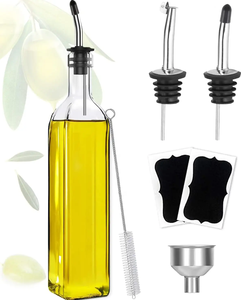 Ensemble de distributeurs réutilisables pour <span class=keywords><strong>huile</strong></span> <span class=keywords><strong>d</strong></span>'<span class=keywords><strong>olive</strong></span> et vinaigre, bouteilles en verre, becs verseurs en acier inoxydable, 4 étiquettes, brosse, entonnoir (bouteille pulvérisatrice <span class=keywords><strong>d</strong></span>'<span class=keywords><strong>huile</strong></span>) - Product Image 4