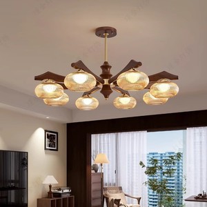 Vintage Style Chandelier Round E27 <b>LED</b> Gold Body Eye Caring Living Room Bedroom Study <b>Lighting</b> Fixture - Product Image 1