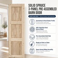 Pintu Gudang Kayu Solid 96 inci 3 Panel Sudah Terpasang, Tebal 1,38 inci, Pintu Interior Tanpa Finishing untuk Kamar Tidur Gaya Farmhouse (Hanya Slab)