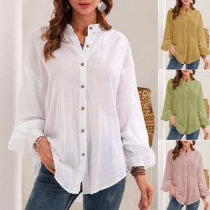 <span class=keywords><strong>Camicia</strong></span> da <span class=keywords><strong>donna</strong></span> primavera estate nuova a manica lunga elegante in cotone <span class=keywords><strong>camicia</strong></span> di <span class=keywords><strong>lino</strong></span> Cardigan da <span class=keywords><strong>donna</strong></span> bianco chiaro - Product Image 2