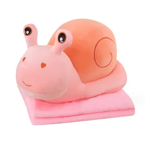 New plush toy cartoon pillow blanket 2-in-1 cover blanket snail figure throw pillow cover blanket