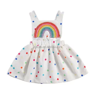 Robe de princesse sans manches pour bébé fille, robe de princesse à pois en coton