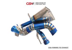 フェラーリF12 6.3 MY 2013用の真空とリモートバルブコントロールを備えたチタンサウンドエキゾーストマフラーキャットバックチップ - Product Image 5