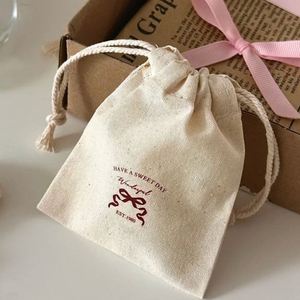 Bolsa de Regalo Pequeña Personalizada con Logotipo Impreso, Bolsa de Algodón de Color Natural - Product Image 2