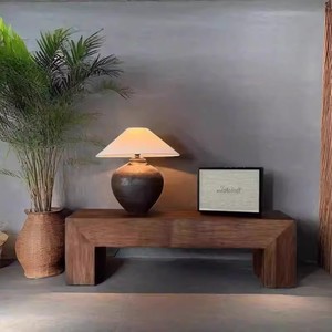 Banco Largo Multifuncional de Madera Maciza de Estilo Vintage, para Hogar, Estilo Wabi-Sabi, Mesa de Centro para Sala de Estar, <span class=keywords><strong>Taburete</strong></span> Creativo para Hotel - Product Image 3