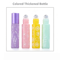 En stock – Flacon roll-on en verre imprimé couleur macaron de 10 ml, vide, pour huiles essentielles et parfums, avec accessoires entonnoir