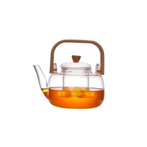 Bán buôn tay thổi chịu nhiệt nhỏ lọc trà nồi thủy tinh cup Infuser xách tay ấm trà Bộ thủy tinh