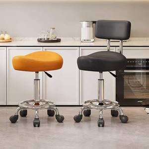 K 2026 Design Color <b>Bar</b> Leather Counter <b>Stool</b> Metal Frame Back Barber Chair With Wheel Beauty Salon MK - Product Image 5