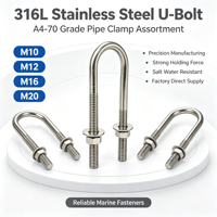 Étrier en U en acier inoxydable 316L classe 8.8 galvanisé à chaud M10 M12 M16 M20, résistant à la corrosion, pour applications marines et industrielles