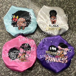 Personnages de dessins animés individuels deux tons gros satin enfants bonnets soie personnalisée - Product Image 5