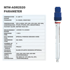 MTW-AOR2520อิเล็กโทรด ORP เซ็นเซอร์รีดอกซ์สูงสำหรับบำบัดน้ำเสียเคมี1999mV 1999mV - Product Image 4