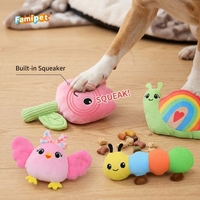 Jouet en peluche couineur pour chien Famipet, design animal coloré sur le thème du printemps, doux et froissé, fabriqué sur mesure