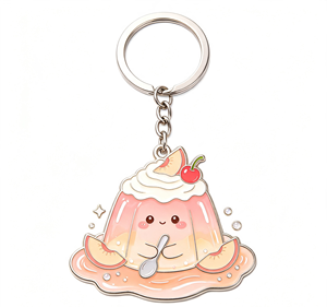พวงกุญแจโลหะเคลือบสีเงินรูปขนมหวานพีชเจลลี่น่ารัก ของขวัญสุดเก๋ - Product Image 4